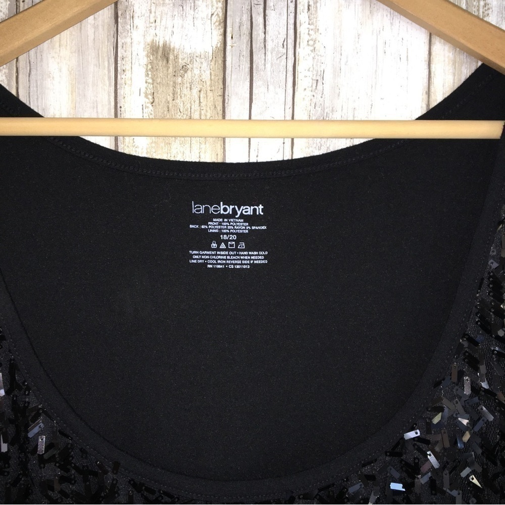 Lane Bryant Black Sequin Tank Top 18/20 Sleeveless Party Holiday Plus Size - Picture 4 of 5